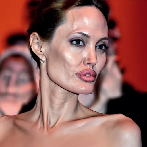 Prompt: an orange with the face of angelina jolie