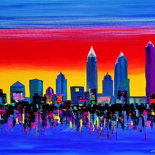 Image similar to colorful painting of atlanta skyline in the style of henri matiss