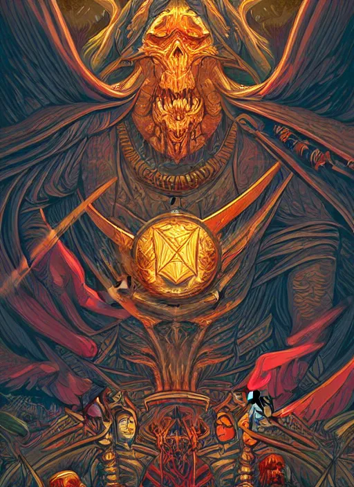 Image similar to concept art by dan mumford of a masterpiece hyperdetailed dnd tarot card, digital painting, sharp focus, illustration