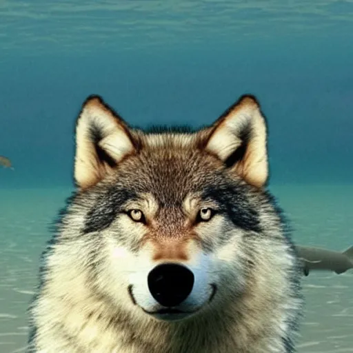 Image similar to half wolf half shark