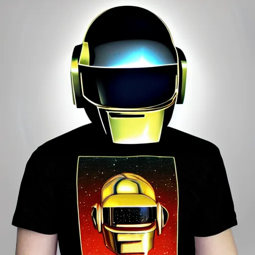 Prompt: a man wearing daft punk shirt. artstation