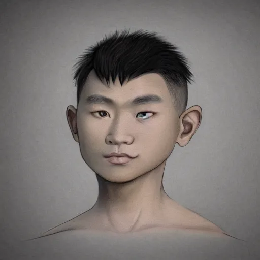 Prompt: haggard looking chinese boy concept art, cinematic