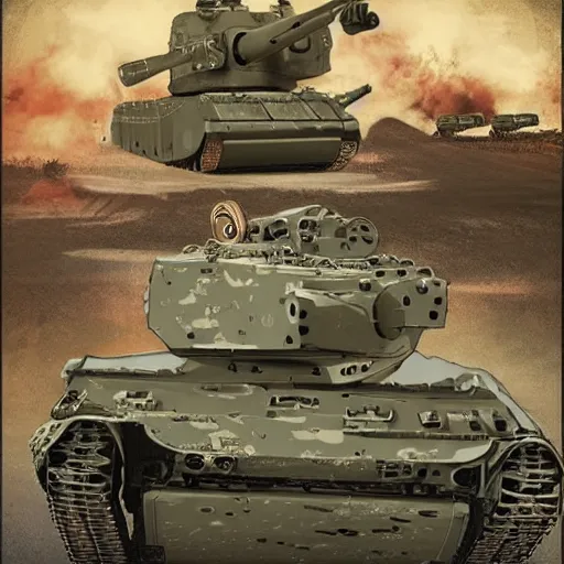 Prompt: army tank poster