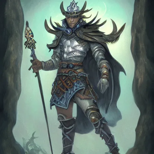 Image similar to taro card of ancient fantasy warrior, trending on art station, fantasy, dnd, magic the gathering