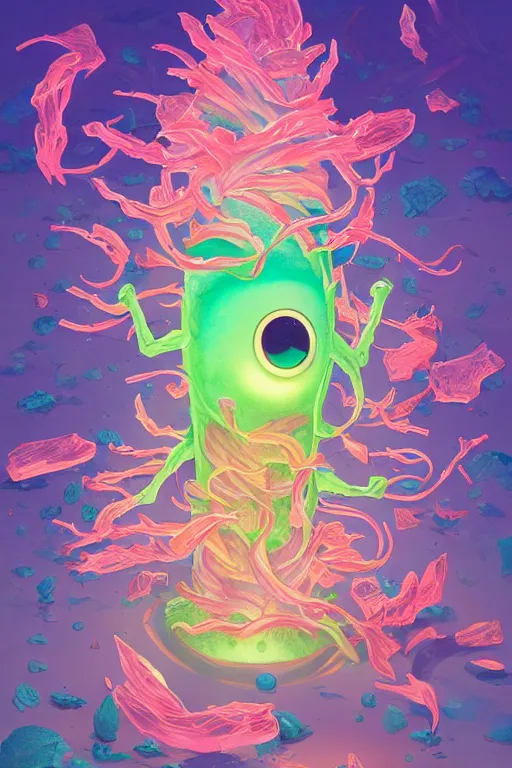 Image similar to roots cactus sushi cristal smurf ghost creature animal sushi cristal very big eye roots cactus elemental flush of force nature micro world fluo fishscale, behance hd by jesper ejsing, by rhads, makoto shinkai and lois van baarle, ilya kuvshinov, rossdraws radiating a glowing aura global illumination ray tracing hdr