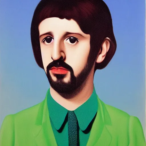 Image similar to painting of a young ringo starr by rene magritte, hd, 4 k, detailed, award winning