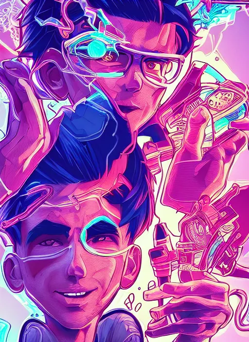 Image similar to portrait of danny phantom, an ultrafine detailed illustration by james jean, intricate linework, bright colors, final fantasy, behance contest winner, vanitas, angular, altermodern, unreal engine 5 highly rendered, global illumination, radiant light, detailed and intricate environment