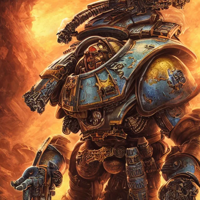 Image similar to a portrait of a space marine from warhammer 4 0 k, an ultrafine hyperdetailed illustration by kim jung gi, irakli nadar, intricate linework, bright colors, octopath traveler, final fantasy, unreal engine 5 highly rendered, global illumination, radiant light, detailed and intricate environment