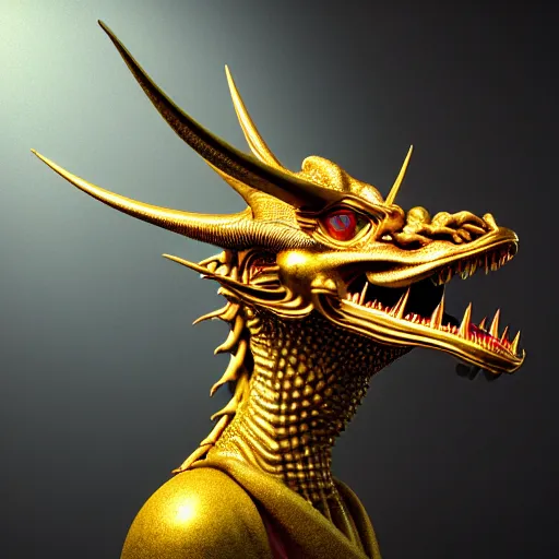 Image similar to hyperrealism aesthetic in araki nobuyoshi and caravaggio style computer simulation of parallel universe dramatic scene with detailed dragon wearing retrofuturistic sci - fi neural interface designed by josan gonzalez. hyperrealism photo on pentax 6 7, by giorgio de chirico volumetric natural light rendered in blender