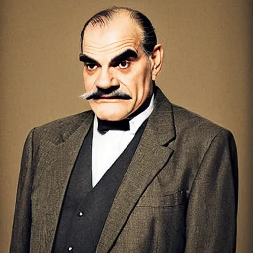 Image similar to david suchet as hercule poirot