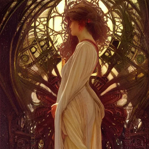 Image similar to a full body portrait of a beautiful ethereal delicate roman catholic bishopress meditative sacral pose catholic stages of the cross, intricate, elegant, highly detailed, digital painting, artstation, concept art, smooth, sharp focus, illustration, art by krenz cushart and artem demura and alphonse mucha