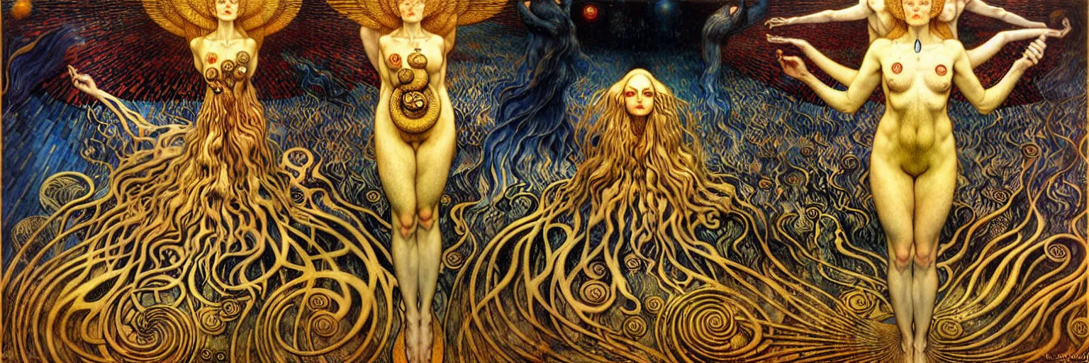 Image similar to Divine Chaos Engine by Karol Bak, Jean Delville, William Blake, Gustav Klimt, and Vincent Van Gogh, symbolist, visionary