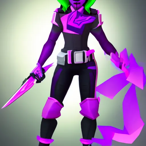 Prompt: sombra from overwatch as a fornite skin