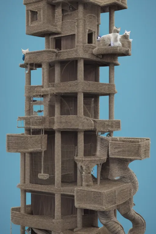 Image similar to cat tower, ultra realistic, concept art, intricate details, highly detailed, photorealistic, octane render, 8 k