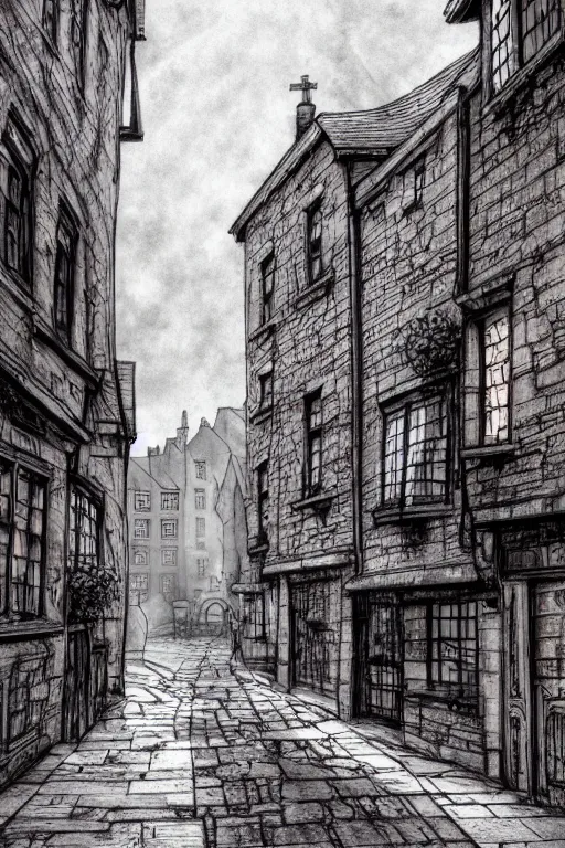 Image similar to a beautiful urban sketch of the shambles and little shambles york, 8 k, frostbite 3 engine, cryengine, dof, trending on artstation, digital art, crepuscular ray, art by fossi _ images and tugboat printshop