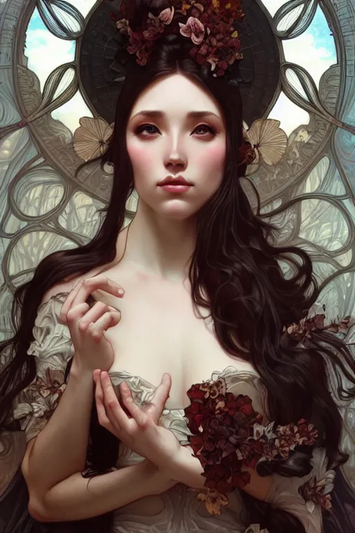 Image similar to chicolate, dark fantasy, intricate, elegant, highly detailed, digital painting, artstation, concept art, matte, sharp focus, illustration, art by artgerm and alphonse mucha