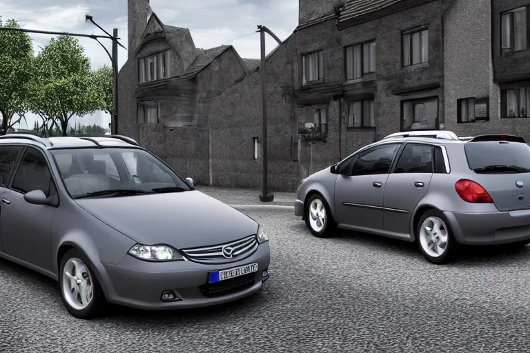 Prompt: photo of one dark grey 2002 opel astra sports tourer parked on a street corner, photorealistic, detailed, 4k,