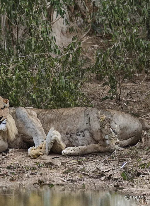 Image similar to destructive snowball in the forests of north africa, among the lions - crocodiles