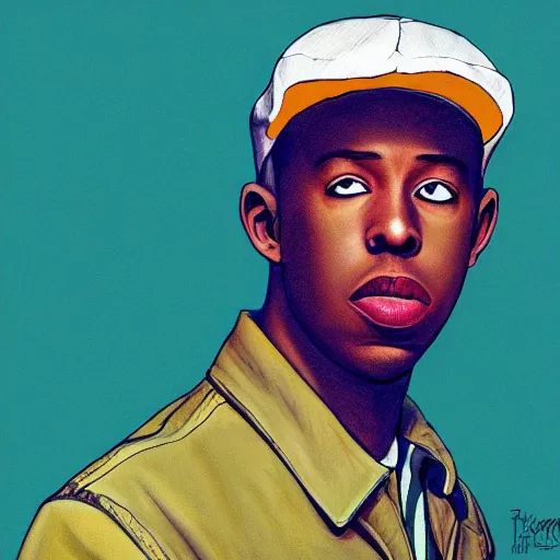 Prompt: a shot of tyler, the creator in a laika movie, 8 k concept art, realistic shading, cartoony, mixed media, 8 0 s, by tim burton