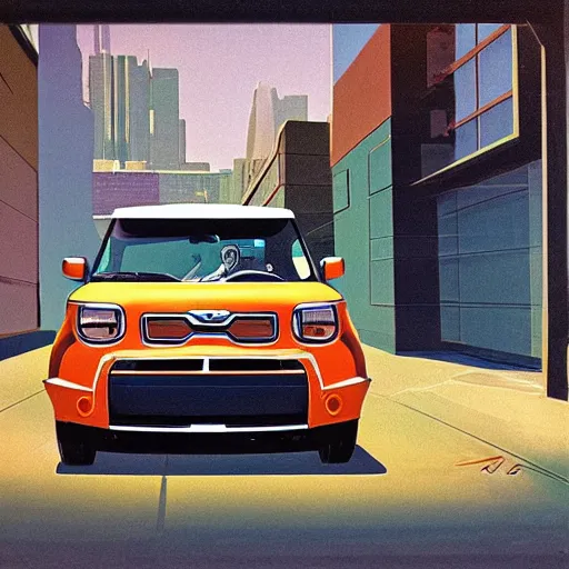 Prompt: kia soul illustrated by syd mead