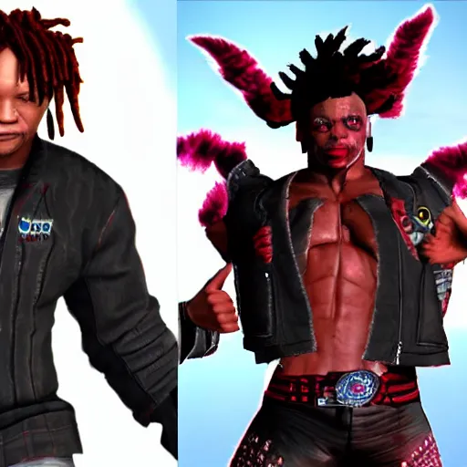 Image similar to trippie redd, as a character in tekken