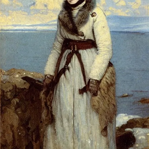 Image similar to female arctic explorer by alfred stevens