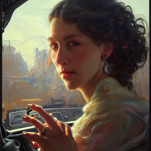 Image similar to perfectly - centered - portrait of a crazy truck driver, intricate, highly detailed, digital painting, artstation, concept art, smooth, sharp focus, illustration, unreal engine 5, 8 k, art by artgerm and greg rutkowski and alphonse mucha