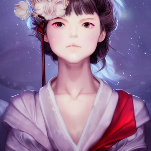 Prompt: Hotaru from the TV series Sailor Moom, fantasy, portrait, sharp focus, intricate, elegant, digital painting, artstation, matte, highly detailed, concept art, illustration, ambient lighting, art by Range Murata