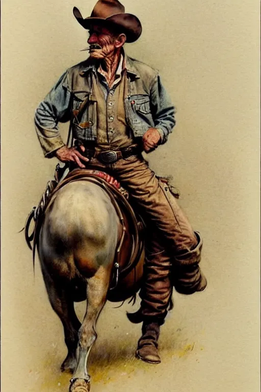 Image similar to (((((1950s wold west cowboy . muted colors.))))) by Jean-Baptiste Monge !!!!!!!!!!!!!!!!!!!!!!!!!!!