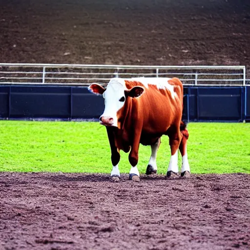 Prompt: happy cow jumping on the field