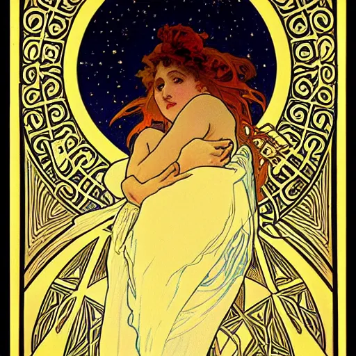 Image similar to nightsky by alphonse mucha