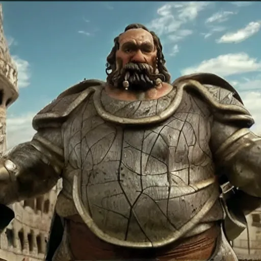 Image similar to screenshot taken from the movie gulliver travel, dwarves are demonic robots, high detailed, smooth draw, retrofuturism, created by michaelangelo.