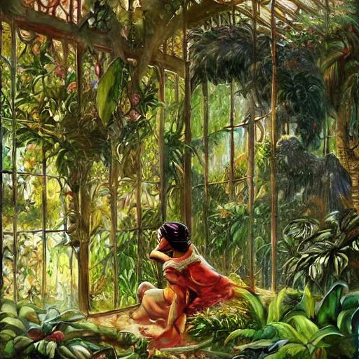 Image similar to jungle made entirely of pineapple plants, detailed painting by stanley artgerm lau, greg rutkowski, thomas kindkade, alphonse mucha, loish, norman rockwell, 8 k