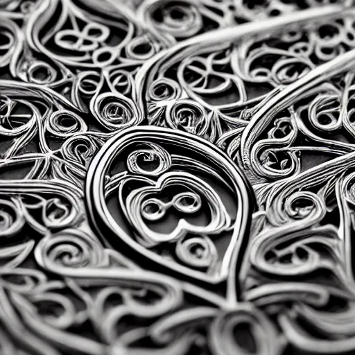 Prompt: a chrome carved heart, highly detailed, intricate artwork, graphic style of Patrick Gleason very coherent symmetrical artwork, depth of field, bokeh