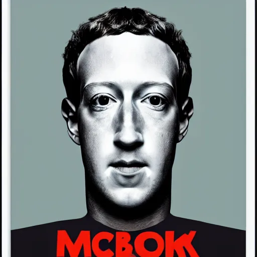 Image similar to a poster of the Big brother is watching you with face of mark Zuckerberg