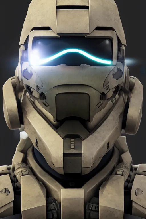 Image similar to robot ninja mask helmet halo master chief radiating a glowing aura global illumination ray tracing hdr fanart arstation by ian pesty and katarzyna da „ bek - chmiel