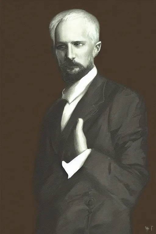 Image similar to portrait of petr tchaikovsky digital art, conteporary portrait