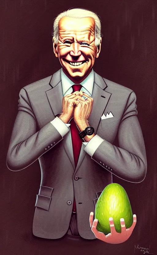 Prompt: joe biden as a avocado painting by chiara bautista, beksinski and norman rockwell and greg rutkowski weta studio, tom bagshaw and lucasfilm