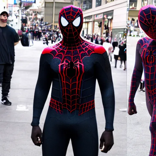 Image similar to kanye west as miles morales spiderman