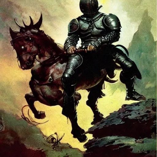 Image similar to knight by frank frazetta, cool