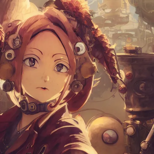 Image similar to steam punk, chrono trigger, detailed anime characters, highly rendered faces, vivid light, greg rutkowski, uhd, uhd uhd uhd, 8 k, shallow depth of field, intricate detail, concept art!