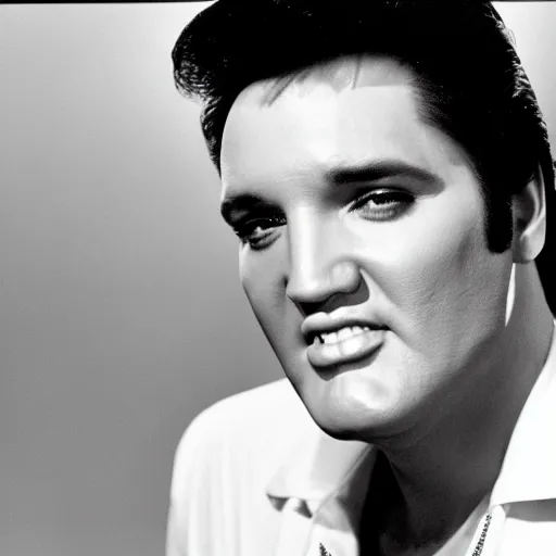 Image similar to elvis posing for a promotional still for his 1 9 8 8 comeback special part 2, 3 5 mm production still