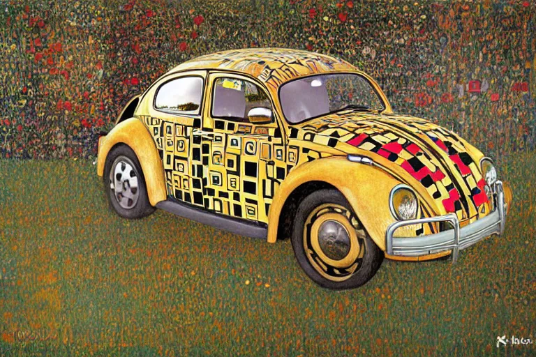 Image similar to gustav klimt vw beetle