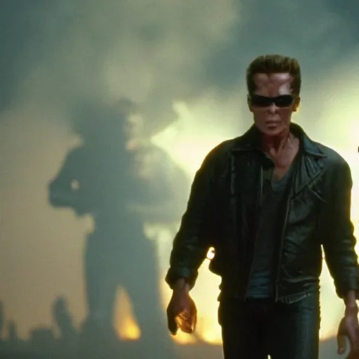 Prompt: film clip from the terminator movie