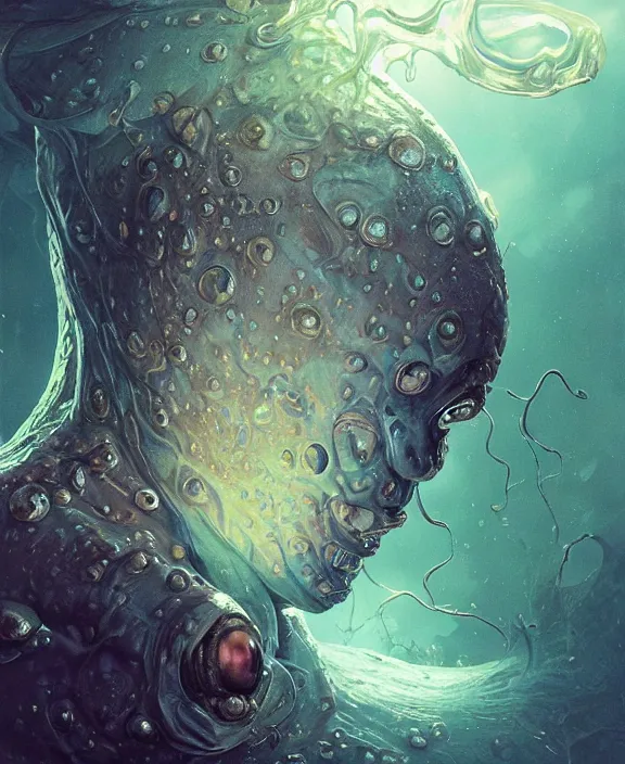 Prompt: portrait of a shining slime dripping abstract insect alien monster, slime, muscles, rippling slime, milky way environment, ultra realistic, concept art, intricate details, eerie, highly detailed, photorealistic, octane render, 8 k, unreal engine. art by artgerm and greg rutkowski and alphonse mucha