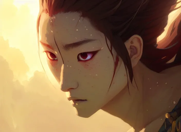 Prompt: a film still portrait of a warrior woman, finely detailed features, closeup at the face, sharp focus, perfect art, at lush forest background, cinematic lighting, intricate, anime!! gapmoe grimdark, artstation, trending on pixiv fanbox, painted by greg rutkowski makoto shinkai takashi takeuchi studio ghibli, akihiko yoshida