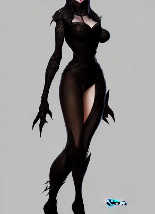 Prompt: dark witch wearing high heels, full - body and head view, highly detailed, zeronis style, artstation, soft light, sharp focus, illustration, character design, concept art
