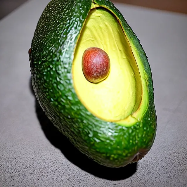 Prompt: bizarre surrel avocado head, wth is this