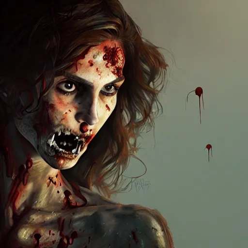 Image similar to portrait of young cindy crawford as a zombie, 7 days to die zombie, fine art, award winning, intricate, elegant, sharp focus, cinematic lighting, highly detailed, digital painting, 8 k concept art, art by guweiz and z. w. gu, masterpiece, trending on artstation, 8 k