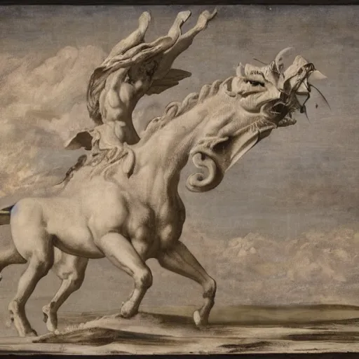 Prompt: bellerophon facing the chimera